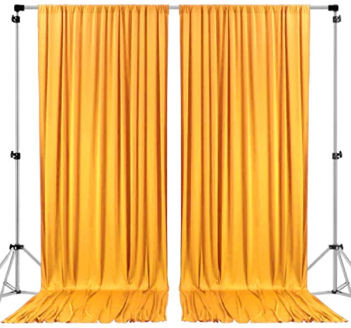 AK TRADING CO. 10 feet x 8 feet IFR Polyester Backdrop Drapes Curtains Panels with Rod Pockets - Wedding Ceremony Party Home Window Decorations - Marigold - color: Marigold, size: 10 ft x 8 ft