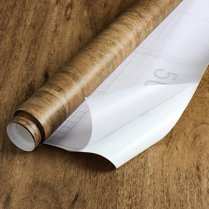 Erfoni Wood Contact Paper Faux Wood Peel and Stick Wallpaper 17.7inch x 118inch Brown Wallpaper Peel and Stick Vinyl Wrap for Countertop Wood Grain Contact Paper Brown Self Adhesive Wall Paper DIY - color: Brown Wood, size: 17.7" x 118"