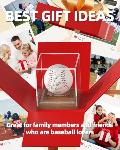 Baseball Display Case for Balls Walnut Wood Base Acrylic Baseball Holder Display Case Uv Protection Baseball Cube Box Stand Memorabilia Autograph Ball, Ideal Gift for Official Size Ball Display