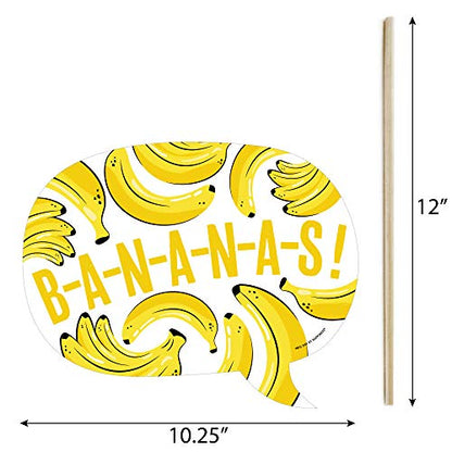 Big Dot of Happiness Funny Let's Go Bananas - Tropical Party Photo Booth Kit - 10 Piece