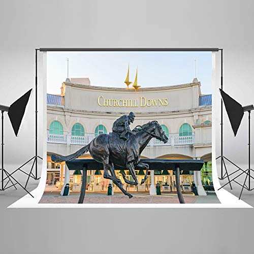 Kate 10x6.5ft Statue Photography Background Kentucky Horse Track Photo Backdrop Photo Booth Props - size: 10x6.5ft