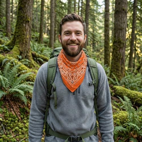 The Peacock Crew Premium Soft Cotton Bandanas Pack for Men and Women Paisley 22 x 22 inches - color: Pack of 10 Orange Slice