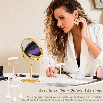 Marsui 12 Pcs Earring Display Set T Bar Earring Display Stand with 3 Heights Earrings Stand for Jewelry Vendors (White) - color: White