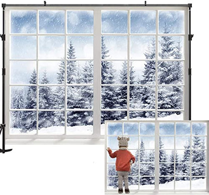 10x6.5ft Winter Forest Window Backdrop - Baby Newborn Winter Wonderland Backdrop for Photography Props - Christmas