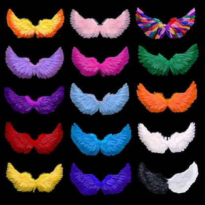 Fairy Wings Angel Feather Wings with Elastic Straps Costume Cosplay Photography Props Halloween Supplies - color: Orange, size: 23.62"X7.87"