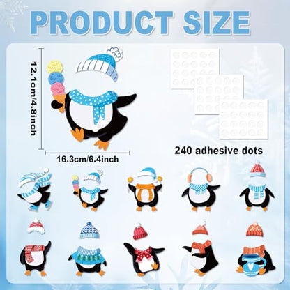60pcs Winter Theme DIY Cutouts Penguin Bulletin Board Decoration Set Christmas Penguin with Hat Paper Cut-Outs Decor for Winter Holiday DIY Photo Craft Xmas Party School Classroom Wall Door Supplies - style: Penguin