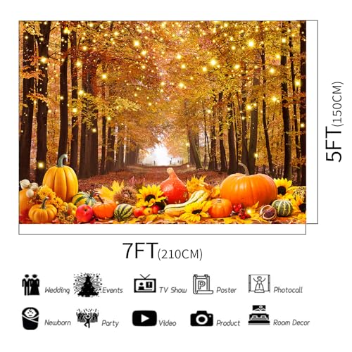 Fall Photo Backdrop Fall Photography Backdrop Thanksgiving Day Friendsgiving Party Decorations Autumn Maple Leaves Pumpkin Background Supplies Farm Harvest Banner 7x5ft - size: 7x5FT