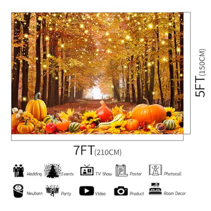 Fall Photo Backdrop Fall Photography Backdrop Thanksgiving Day Friendsgiving Party Decorations Autumn Maple Leaves Pumpkin Background Supplies Farm Harvest Banner 7x5ft - size: 7x5FT
