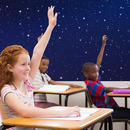 120x47 in Bulletin Board Fabric Background Back to School Classroom Decoration Large Polyester Photography Backdrop for Class Home Office Wall Decor Pillows Curtains Crafts Starry - style: Blue Night Sky