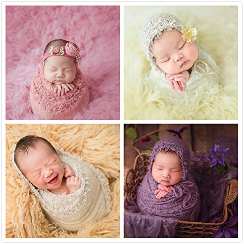 Baby Photography Props Luxurious Lace Hat with Blanket Newborn Photo Shoot Outfits Infant Princess Photos Hats Wrap Set (Blue) - color: Blue