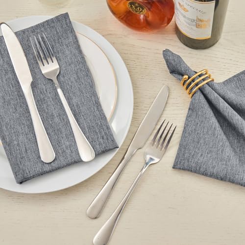 Cloth Napkin Set of 8 Square Washable Reusable Linen Fabric Polyester for Kitchen Dinner Dining Restaurants Wedding Party Banquet Table(Gray/17x17 Inch) - color: Gray