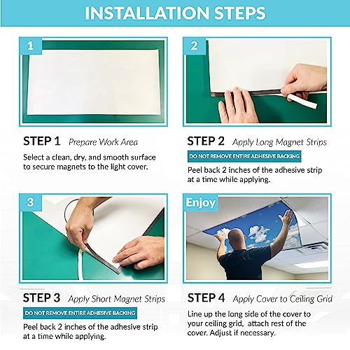 Magnetic Fluorescent Light Cover for Ceiling Lights Classroom 2x4 - High Resolution Magnetic Office Light Filter (Pack of 1) - Improve Focus, Eliminate Headaches & Eyestrain - Cloud - color: Breathtaking Stratus