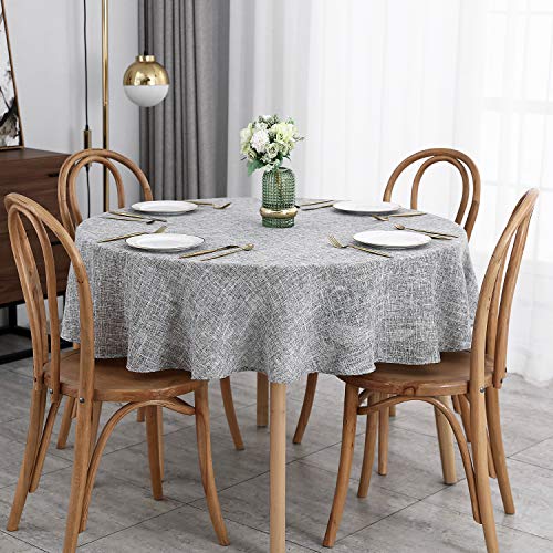 maxmill Flaxy Faux Linen Tablecloth with 2-Tone Slubby Texture Wrinkle Resistant Anti-Shrink Soft Table Cloth for Kitchen Dining Restaurant Tabletop for Event Dinner Round 70 Inch Light Gray - color: Flaxy Light Grey, size: 70" (Round)
