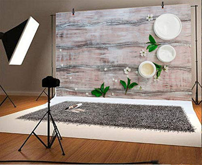 Leyiyi Rustic Texture Wooden Board Backdrop 10x6.5ft Photography Background Facial Cream Body Skin Care Green Leaves Vintage Plank Countryside Vacation Kids Ladies Adults Video Props - size: 10x6.5ft