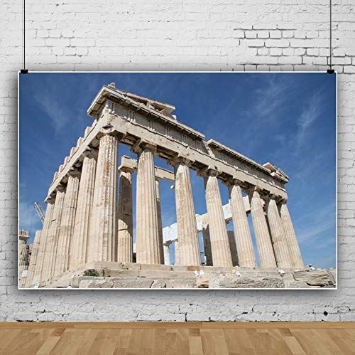 AOFOTO 7x5ft Greece Parthenon Temple Backdrop for Photography Acropolis of Athens Archaeology Monuments Column Stone Pillar Background Greek Travel Photo Studio Props Adult Girl Boy Man Portrait