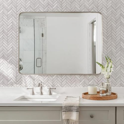 STICKGOO 10-Sheet Peel and Stick Backsplash, PVC Backsplash Tile, Herringbone Self Adhesive Wall Tile for Kitchen Bathroom, Laundry Room, Fireplace - color: Grey Serpeggiante