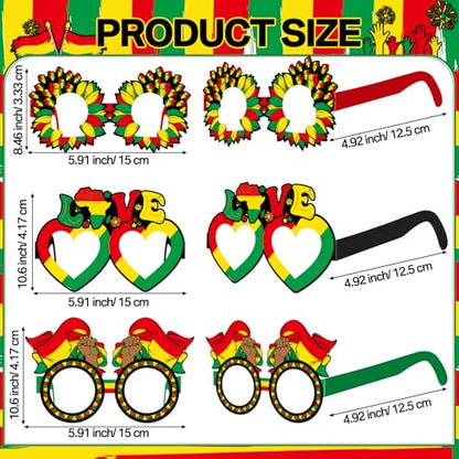 32 Pcs Juneteenth Party Decorations Paper Eyeglasses Black History Month African American Accessories Pan African Flag Photo Booth Props 1865 Freedom Day Celebration Party Supplies - style: Juneteenth
