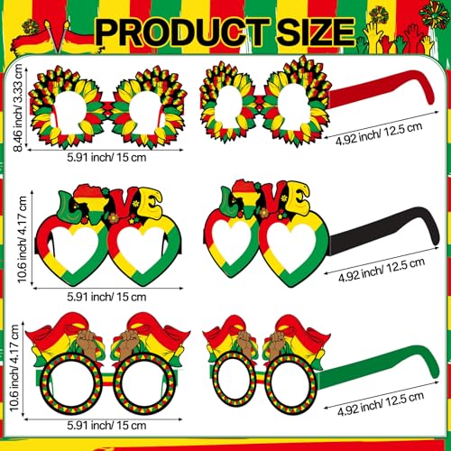 32 Pcs Juneteenth Party Decorations Paper Eyeglasses Black History Month African American Accessories Pan African Flag Photo Booth Props 1865 Freedom Day Celebration Party Supplies - style: Juneteenth