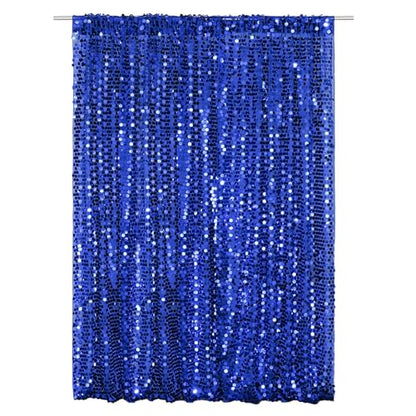 SquarePie Shimmer Wall Backdrop Big Payette Sequin Curtain 4FT x 7FT Navy Blue Background for Party Wedding 1 Panel - color: Navy Blue
