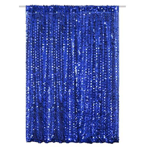 SquarePie Shimmer Wall Backdrop Big Payette Sequin Curtain 4FT x 7FT Navy Blue Background for Party Wedding 1 Panel - color: Navy Blue