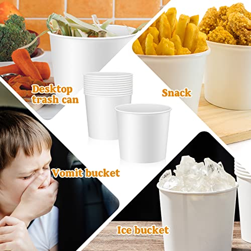 Hoolerry 50 Pcs 85 oz Paper Bucket Cardboard Food Bucket Bulk Disposable Food Container for Birthday Party, Wedding, Baby Shower, Event Gather Party Supplies (Cardboard,White) - color: White, size: Cardboard