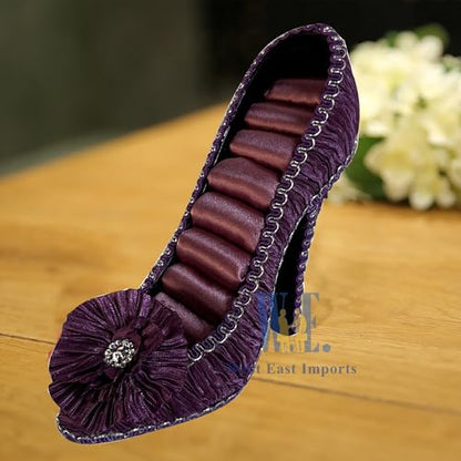 Ring Holder High Heel Shoe Design Fashion Jewelry Organizer Display Birtyday Gift (Plum) - color: Plum