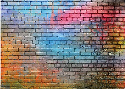 7x5ft Colorful Brick Wall Photo Backdrop Colorful Graffiti Brick Wall Backdrop Urban Street Art Background for Photography Hip Hop Party Graffiti Theme Event Studio Wall Decor Backdrop 081 - size: 7x5ft