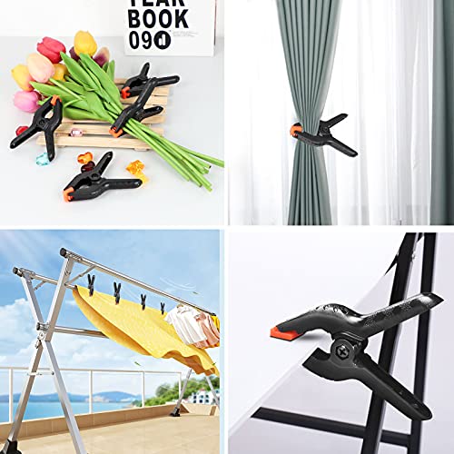 12 Packs of 3.5 inch Black Multipurpose Professional Plastic Heavy Spring Clamps，Plastic Clamps Available Home Improvement,Craftsmanual,Backdrop Stand,Photo Backdrop Clips