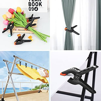 12 Packs of 3.5 inch Black Multipurpose Professional Plastic Heavy Spring Clamps，Plastic Clamps Available Home Improvement,Craftsmanual,Backdrop Stand,Photo Backdrop Clips