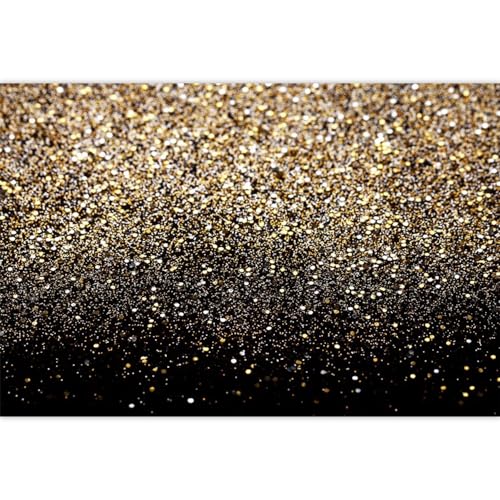 Black and Gold Glitter Backdrop for Wedding Party Gold Spots Background for Birthday Party Graduation party Backdrop Vinyl Studio Shoot Decor Prop 5x3ft (150x90cm) - color: Black and Gold, size: 5x3ft (150x90cm)