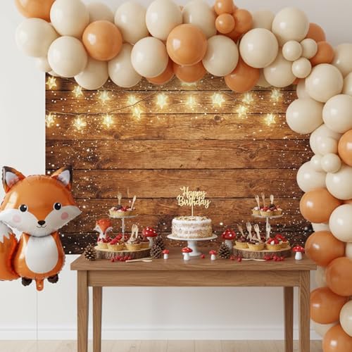 Wood Backdrop Rustic Wooden Photo Background Vintage Brown Wall Country Backdrop with Warm Starry Lights Snow Effect for Wedding Western Birthday Baby Shower Photo Booth 71x43 Inch - style: Wooden