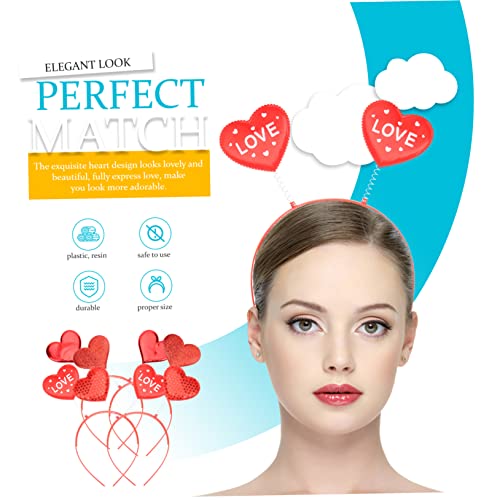 VICASKY 4pcs Valentine Heart Headbands for Adults Cupid Hair Accessories for Weddings and Parties Spring Design for Easy Wear for Celebrations and Photo Props