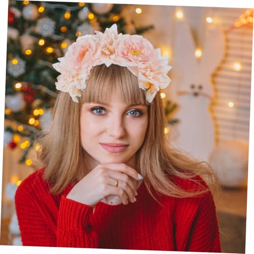 2pcs Floral Headbands and Women, Double-sided Realistic Peony Flower Hair Accessories, Photo Props Hair Decor for Wedding, Party, and Daily Wear