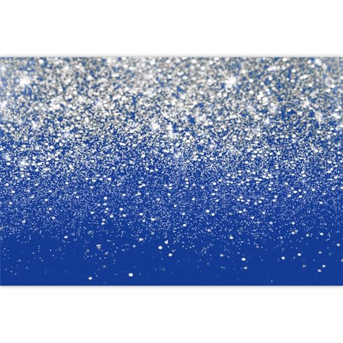 Blue and Sliver Glitter Backdrop Silver Flash Against a Blue Background Wedding Dance Graduation Photography Background Happy New Year Banner Studio Shoot Prop 5x3ft (150x90cm) - color: Blue and Sliver, size: 5x3ft (150x90cm)
