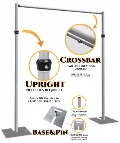 Pipe and Drape Adjustable Uprights, Crossbars,Bases & Hangers - Drape Systems for Backdrops, Trade Shows, Events, Photo Booths and Decorations by CITNAMOR (12' Tall x 12' Wide Kit(1xCrossbar)) - size: 12' Tall x 12' Wide Kit (1 x Crossbar)