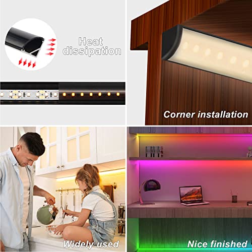 VST LED Channel, V Shape Led Diffuser Channel, LED Aluminum Channel with Black Cover, End Caps and Mounting Clips for LED Strip Light in Home Lighting(6pack 1 ft) - color: Black & Black, size: 1ft 6