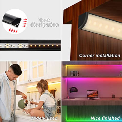 VST LED Channel, V Shape Led Diffuser Channel, LED Aluminum Channel with Black Cover, End Caps and Mounting Clips for LED Strip Light in Home Lighting(6pack 1 ft) - color: Black & Black, size: 1ft 6