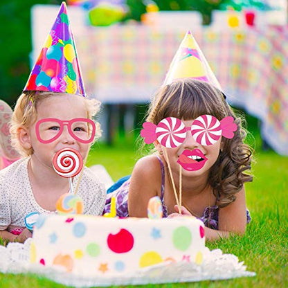 Generic Candy Photo Booth Props, 25PCS (Candy) with Sticks & Glue Dots, Paper & Wood Material, Party Photo Booth Props, Ideal for Weddings, Birthdays, Parties & Photo Sessions - color: Candy