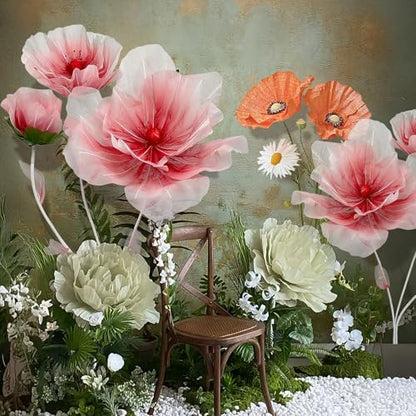 Life Size Flowers-Giant Flowers 5.5Ft for Wedding Background Decor,Extra Large Shop Window Display,Photography Props, Huge Fake Flower Hotel Lobbies (Red)