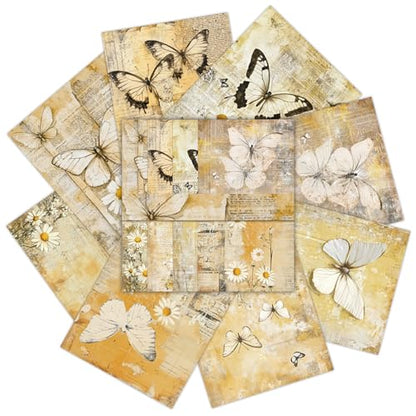 PRSTINCOL Scrapbook Paper,16 Sheets 4.1x5.8 Inch Yellow Butterfly Style Scrapbook Paper,Single-Sided Vibrant Origami Decoupage Papers for Diy Crafts, Card Making, Art Journaling - color: Yellow_Butterfly