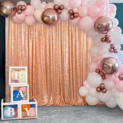 ShinyBeauty Rose Gold Sequin Backdrop 7FTx7FT Photo Booth Backdrops Wedding Curtains Rose-Golden Sequin Fabric Backdrop Glitter Drapes for Baby Party Birthday Background - color: Rose Gold, size: 7FTx7FT