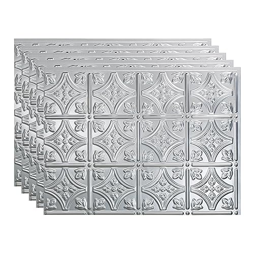 FASÄDE Traditional Style/Pattern 1 Decorative Vinyl 18in x 24in Backsplash Panel in Brushed Aluminum (5 Pack) - color: Brushed Aluminum, size: 5 Pack