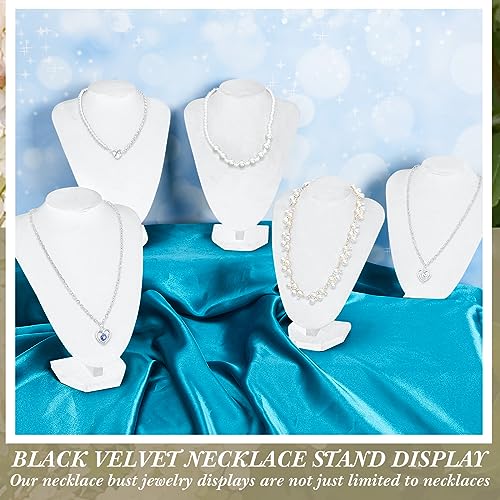 Huquary 12 Pcs Necklace Stand Display Jewelry Bust Display Stands Necklace Stand Jewelry Photography Props for Selling for Home Store Trade Shows(White,Velvet) - color: White