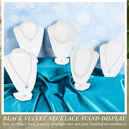 Huquary 12 Pcs Necklace Stand Display Jewelry Bust Display Stands Necklace Stand Jewelry Photography Props for Selling for Home Store Trade Shows(White,Velvet) - color: White