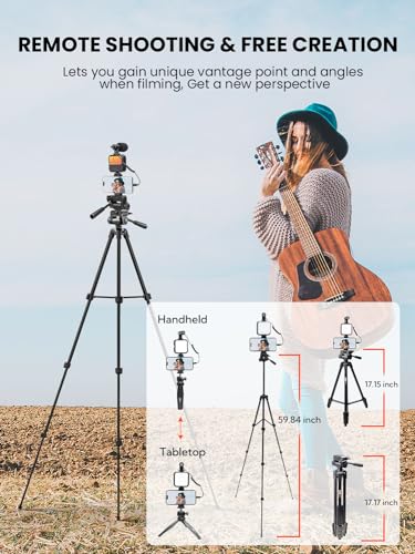 USKEYVISION Vlogging Kit for iPhone Youtuber Starter Kit Content Creator Equipment for iPhone 16/15Pro Max with 59'' Extendable Fullsize Tripod, LED Light,Shotgun Mic Video Recording(Vlog K4) - size: VLOGK4(Shotgun Mic)