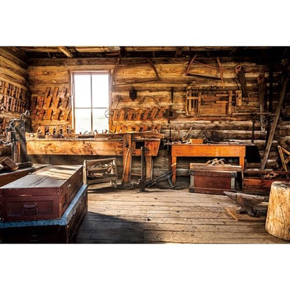 10x8ft Carpenter's Room Backdrop Wooden House Tools Full of Wall Photography Background for Workers Boys Men Fathers Day Themed Birthday Party Decorations Portrait Photo Studio Props Vinyl - size: 10x8ft