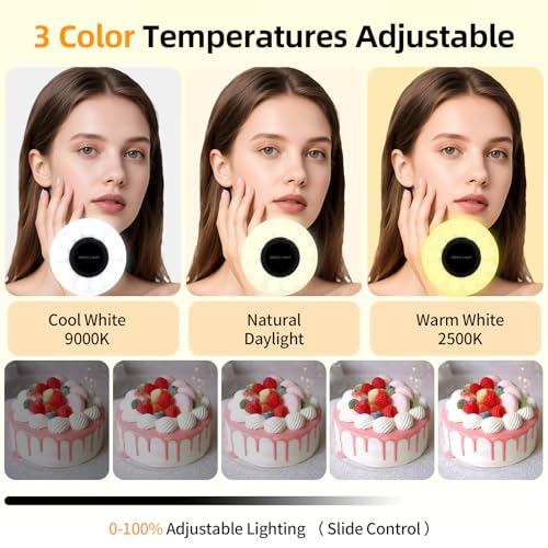 Magnetic Selfie Light for iPhone with Mirror Foldable Magnetic Fill Light with Sticky Ring for Android Rechargeable Portable Phone Ring Lights for Selfies, Video, Makeup, Vlog, Tiktok, CRI95
