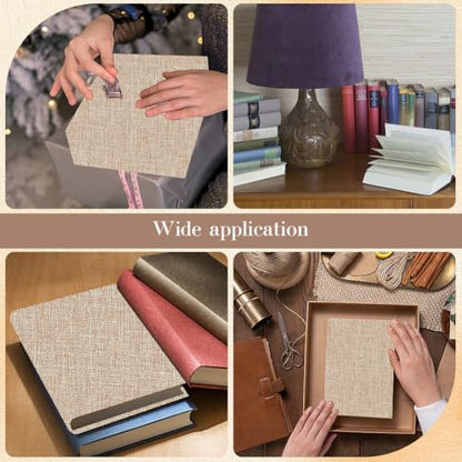 CRASPIRE 51 x 11.8 Inch Book Binding Cloth Tan Fabric Book Cover Surface Paper Backed Linen Polyester Fabric Woven Bookcover for Books Album Scrapbooking Archival DIY Covering Bookbinding Protector - color: Tan-2