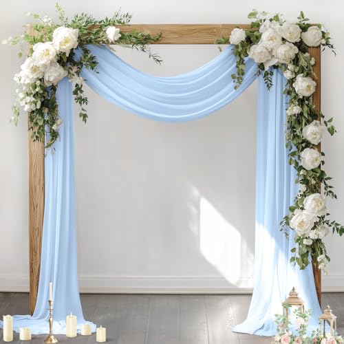 Socomi Wedding Arch Draping Fabric 2 Panels 29" x 19Ft Baby Blue Sheer Chiffon Curtain Drapes 6 Yards for Wedding Ceremony Birthday Party Decoration - color: Baby Blue, size: 29"W x 216"L (Pack of 2)