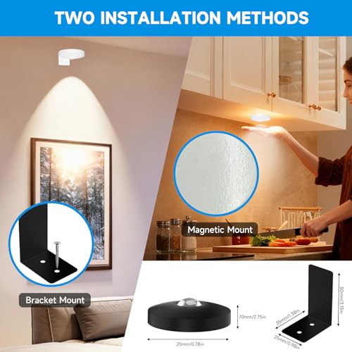Battery Operated Painting Light, Magnetic Picture Light with Remote Dimmable and Timer - color: Black, size: 6 Packs